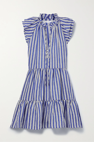 유럽직배송 베로니카비어드 미니원피스 VERONICA BEARD Zee ruffled striped linen-blend mini dress 38063312420503486