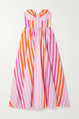 유럽직배송 엠포리오 시레누세 원피스 EMPORIO SIRENUSE Johanna strapless striped cotton-voile midi dress 42247633207904696
