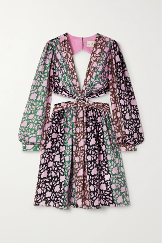 유럽직배송 HANNAH ARTWEAR + NET SUSTAIN Mia cutout floral-print silk-habotai mini dress 42247633207906431