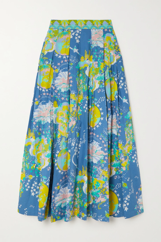 유럽직배송 엠포리오 시레누세 스커트 EMPORIO SIRENUSE Flaminia pleated printed cotton-poplin maxi skirt 42247633207906472