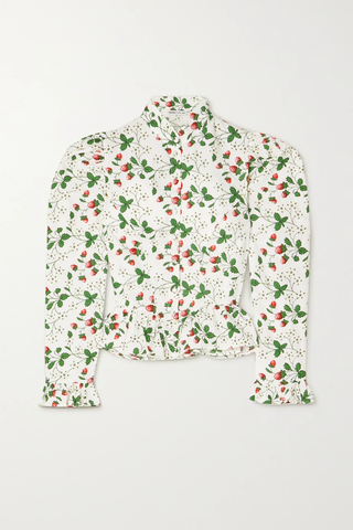 유럽직배송 바체바 블라우스 BATSHEVA + Laura Ashely Grace ruffled printed cotton-poplin blouse 38063312420368553