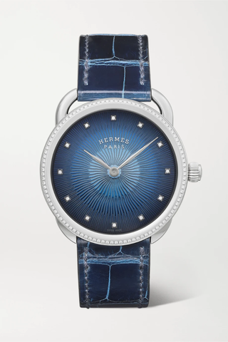 유럽직배송 HERMÈS TIMEPIECES Arceau Soleil 36mm medium stainless steel, alligator and diamond watch 25185454456521541