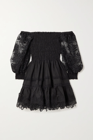 유럽직배송 웨이마리 미니원피스 WAIMARI Ancora shirred guipure lace and linen-blend mini dress 36856120584973202