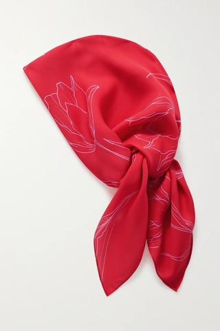 유럽직배송 캐롤리나헤레라 CAROLINA HERRERA Floral-print silk-georgette head scarf 38063312418137878