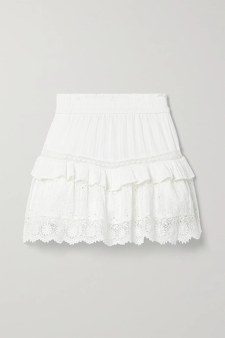 유럽직배송 러브샤크팬시 미니스커트 LOVESHACKFANCY Tanisha ruffled crochet-trimmed broderie anglaise cotton-voile mini skirt 42247633207906535