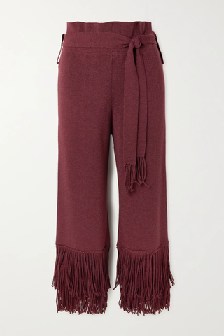 유럽직배송 루카뇨음딩기 팬츠 LUKHANYO MDINGI Belted fringed metallic ribbed merino wool-blend wide-leg pants 36856120585346339