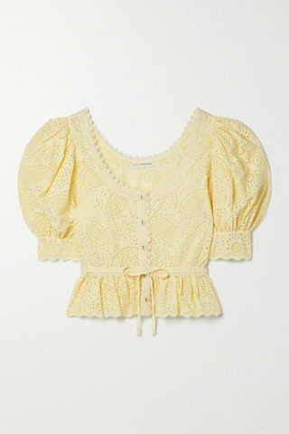 유럽직배송 울라존슨 블라우스 ULLA JOHNSON Suri crochet-trimmed broderie anglaise cotton-voile blouse 32027475400264180