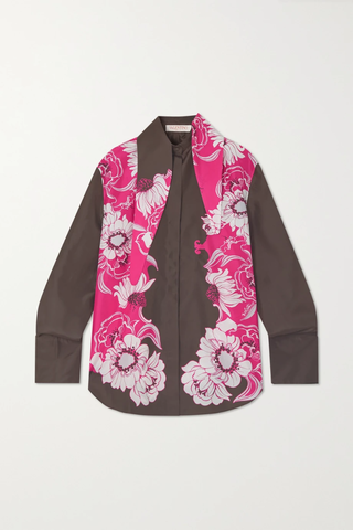 유럽직배송 발렌티노 블라우스 VALENTINO Floral-print silk-taffeta blouse 33258524072485073
