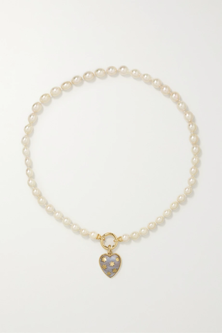 유럽직배송 STORROW Anna 14-karat gold, pearl and chalcedony necklace 38063312418714519