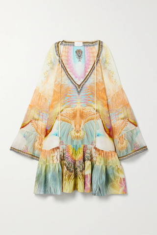 유럽직배송 카밀라 미니원피스 CAMILLA Embellished printed silk crepe de chine mini dress 32027475400179613