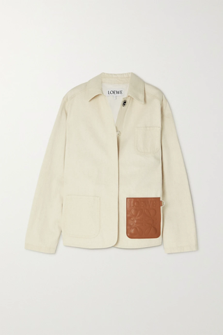유럽직배송 로에베 자켓 LOEWE Leather-trimmed cotton and linen-blend twill jacket 43769801097466164