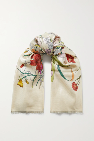 유럽직배송 구찌 스카프 GUCCI Fringed printed metallic wool-blend scarf 1647597276570350