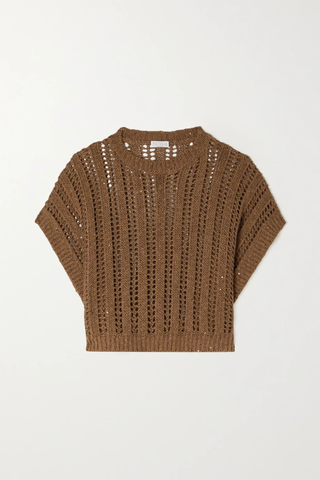 유럽직배송 브루넬로쿠치넬리 스웨터 BRUNELLO CUCINELLI Sequin-embellished crochet-knit sweater 38063312420409583
