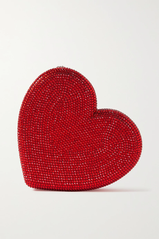 유럽직배송 주디스리버 클러치 JUDITH LEIBER COUTURE Heart crystal-embellished silver-tone clutch 11452292645490586