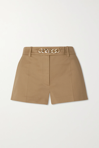 유럽직배송 발렌티노 VALENTINO Chain-embellished cotton-blend twill shorts 42247633208866396