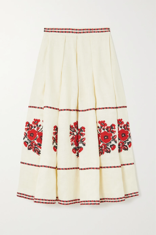 유럽직배송 비타 킨 스커트 VITA KIN Kristinka embroidered linen midi skirt 34344356236934268