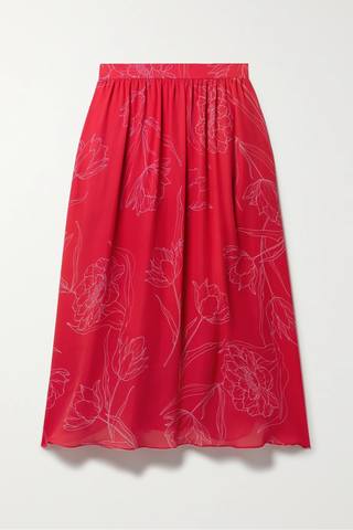 유럽직배송 캐롤리나헤레라 스커트 CAROLINA HERRERA Floral-print silk-georgette midi skirt 38063312418137882