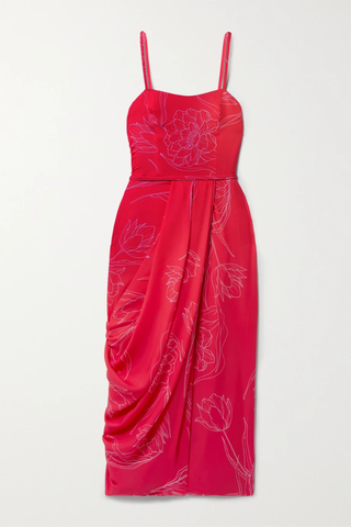 유럽직배송 캐롤리나헤레라 원피스 CAROLINA HERRERA Draped floral-print silk-georgette midi dress 38063312418137877