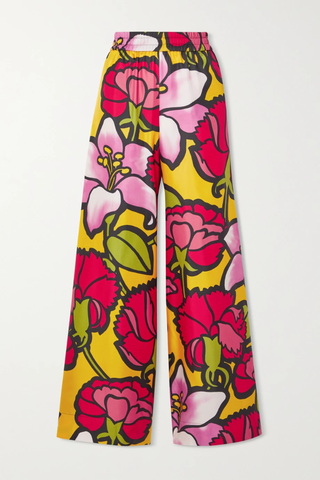 유럽직배송 라더블제이 팬츠 LA DOUBLEJ Floral-print silk-twill wide-leg pants 38063312420399753
