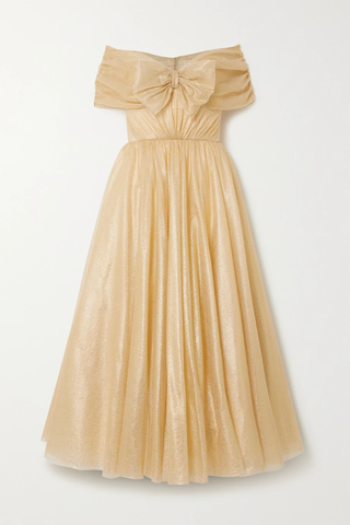 유럽직배송 제니팩햄 JENNY PACKHAM Off-the-shoulder bow-detailed glittered tulle gown 36093695688826924