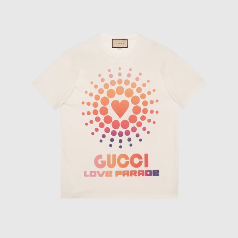 유럽직배송 구찌 티셔츠 GUCCI Cotton T-shirt with &#039;Gucci Love Parade&#039; 548334XJEMZ9095