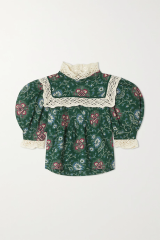 유럽직배송 SEA Robina ruffled crocheted lace-trimmed cotton-poplin blouse 1647597284004678