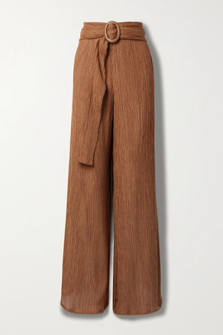 유럽직배송 SAVANNAH MORROW + NET SUSTAIN Tayen belted crinkled peace silk and bamboo-blend wide-leg pants 38063312418944001