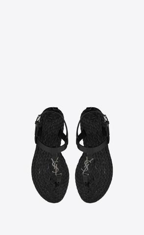 유럽직배송 입생로랑 플랫 샌들 SAINT LAURENT cassandra flat sandals in smooth leather with silver-tone monogram 688692DWELL1000