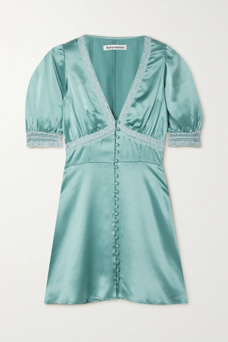 유럽직배송 리포메이션 미니원피스 REFORMATION Brigitta lace-trimmed silk-charmeuse mini dress 1647597279152627