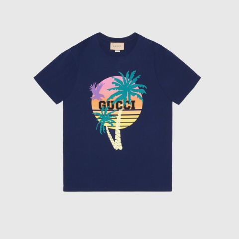 유럽직배송 구찌 티셔츠 GUCCI Cotton jersey T-shirt with Gucci palms 548334XJEOV4684
