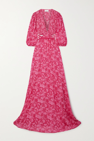 유럽직배송 미구엘리나 MIGUELINA Farrah smocked open-back floral-print cotton-voile maxi dress 33258524072413541
