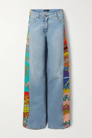 유럽직배송 베르사체 청바지 VERSACE Printed twill-trimmed low-rise wide-leg jeans 34344356236622778