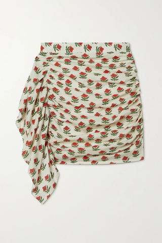 유럽직배송 로드 미니스커트 RHODE Hannah draped ruched floral-print cotton-voile mini skirt 38063312419661320