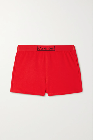 유럽직배송 캘빈클라인 CALVIN KLEIN Reimagined Heritage embroidered cotton-blend jersey shorts 38063312419128883