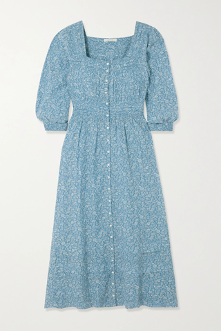 유럽직배송 도엔 원피스 DÔEN Minta smocked floral-print cotton-blend midi dress 29419655932708789