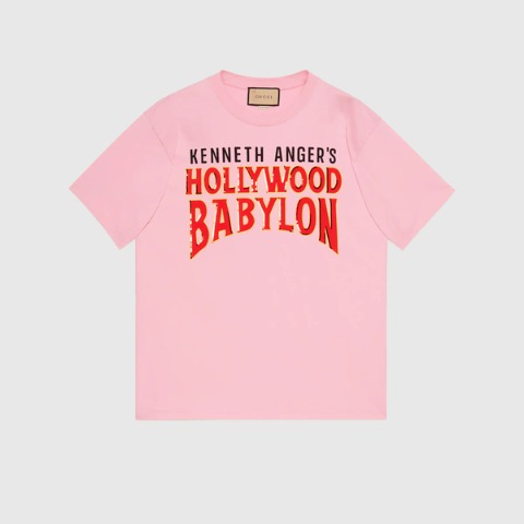 유럽직배송 구찌 티셔츠 GUCCI Cotton T-shirt with &#039;Hollywood Babylo&#039; 616036XJEJU5904