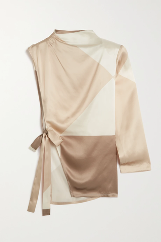 유럽직배송 ENVELOPE 1976 Land one-shoulder asymmetric printed silk-satin blouse 38063312420537809