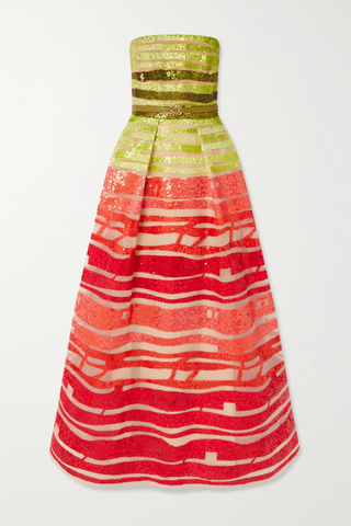 유럽직배송 엘리사브 ELIE SAAB Strapless belted sequined embroidered striped tulle gown 33258524072261860