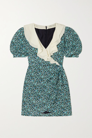 유럽직배송 알레산드라리치 미니원피스 ALESSANDRA RICH Wrap-effect ruffled floral-print silk-crepe mini dress 38063312419133902