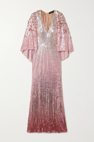 유럽직배송 제니팩햄 JENNY PACKHAM Cape-effect embellished ombré sequined tulle gown 36093695688826937