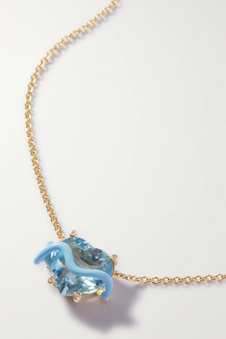 유럽직배송 베아본지아스카 목걸이 BEA BONGIASCA Kat 18-karat gold, aquamarine, diamond and enamel necklace 38063312418974095