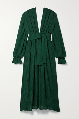 유럽직배송 SAVANNAH MORROW + NET SUSTAIN Mahria belted crinkled peace silk and bamboo-blend maxi dress 38063312418943990