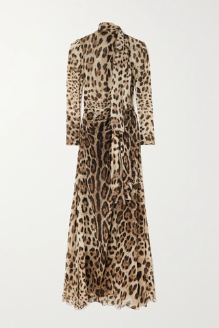 유럽직배송 돌체앤가바나 원피스 DOLCE &amp; GABBANA Tie-front leopard-print silk-georgette maxi dress 34344356237022359