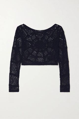 유럽직배송 발망 BALMAIN Cropped crochet-knit wool-blend sweater 38063312419791006