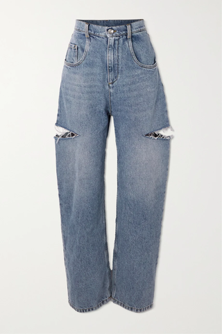 유럽직배송 메종마르지엘라 청바지 MAISON MARGIELA Cutout distressed high-rise wide-leg jeans 36093695688964163