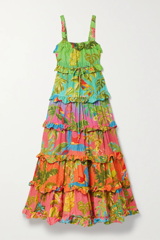 유럽직배송 팜리오 원피스 FARM RIO Tiered ruffled printed cotton-voile maxi dress 38063312420578432
