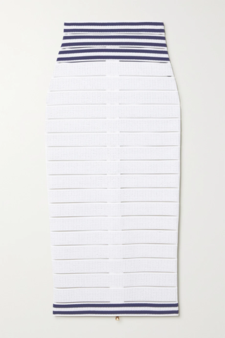 유럽직배송 발망 스커트 BALMAIN Striped stretch pointelle-knit pencil skirt 33258524071968123