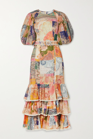 유럽직배송 짐머만 원피스 ZIMMERMANN Anneke belted tiered crochet-trimmed printed linen maxi dress 38063312420610215