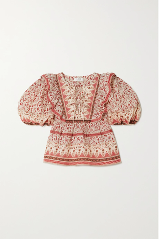 유럽직배송 Sea SEA Ivette ruffled lace-up paisley-print cotton-voile blouse 1647597284004681