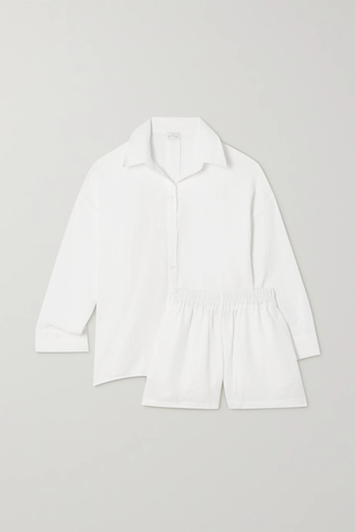 유럽직배송 POUR LES FEMMES Angel crinkled cotton-gauze pajama set 45666037505166401